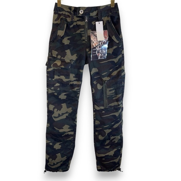 VIP Camo Denim Joggers Juniors 1/25  Adjustable Ankle Zip+Flap Pockets NWT - Picture 16 of 16